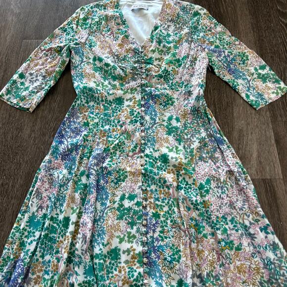 The Fold London Lochaline Japanese Botanical Floral Midi Dress UK 12 US 8 - Picture 7 of 16